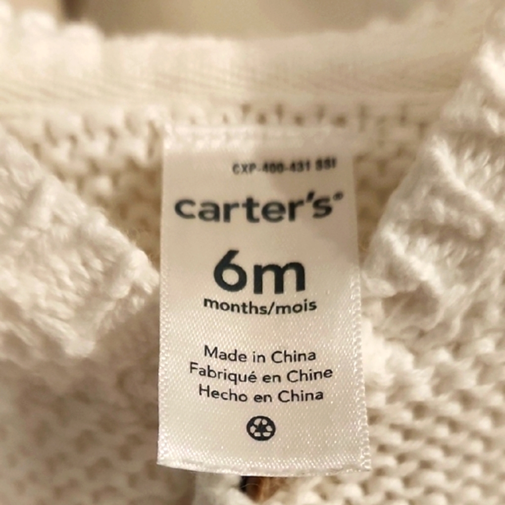 Carter's White Knit Sweater Classic Design - Picture 3 of 8